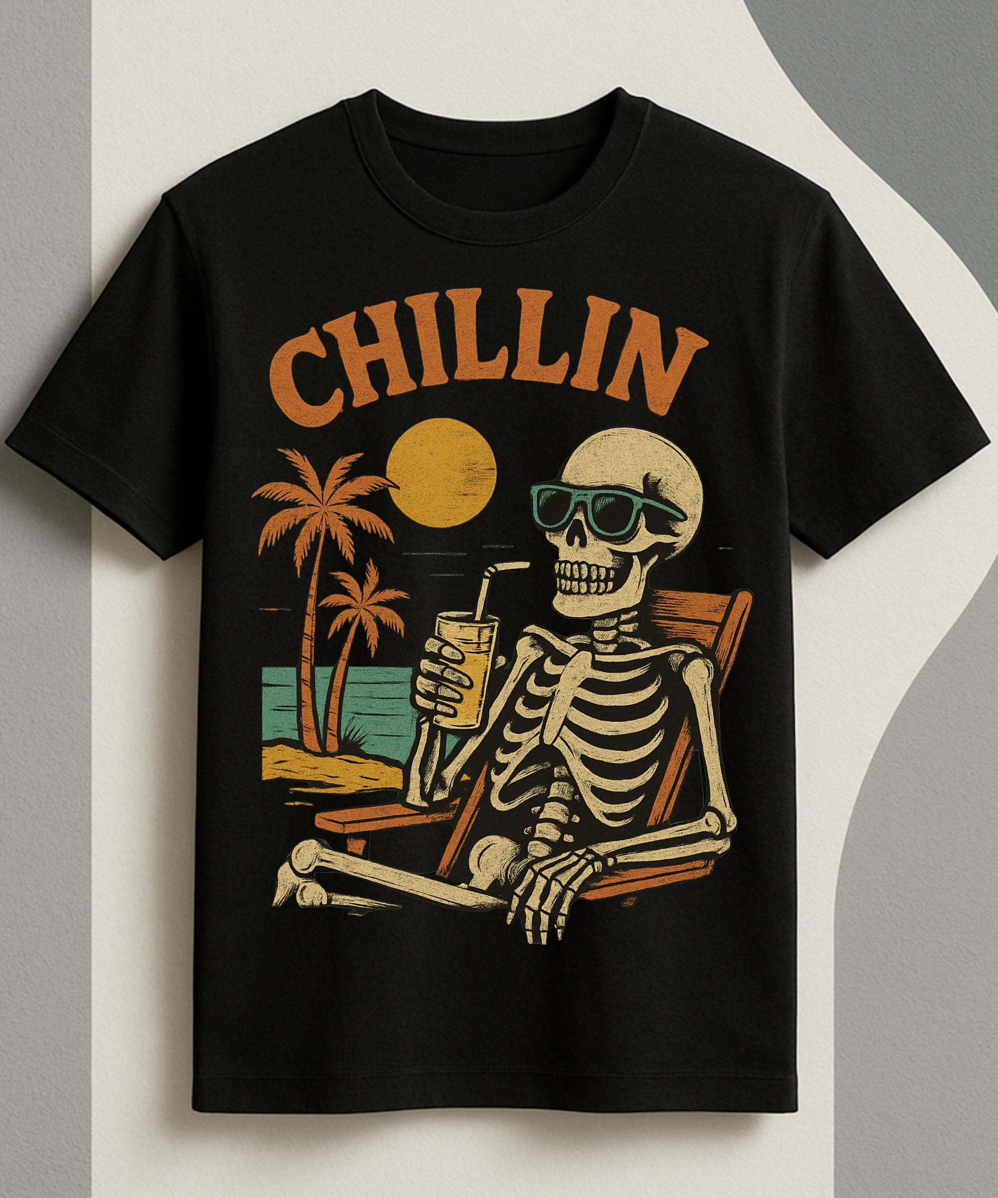 🔥 “CHILLIN” Vintage Skeleton Beach Tee 🔥