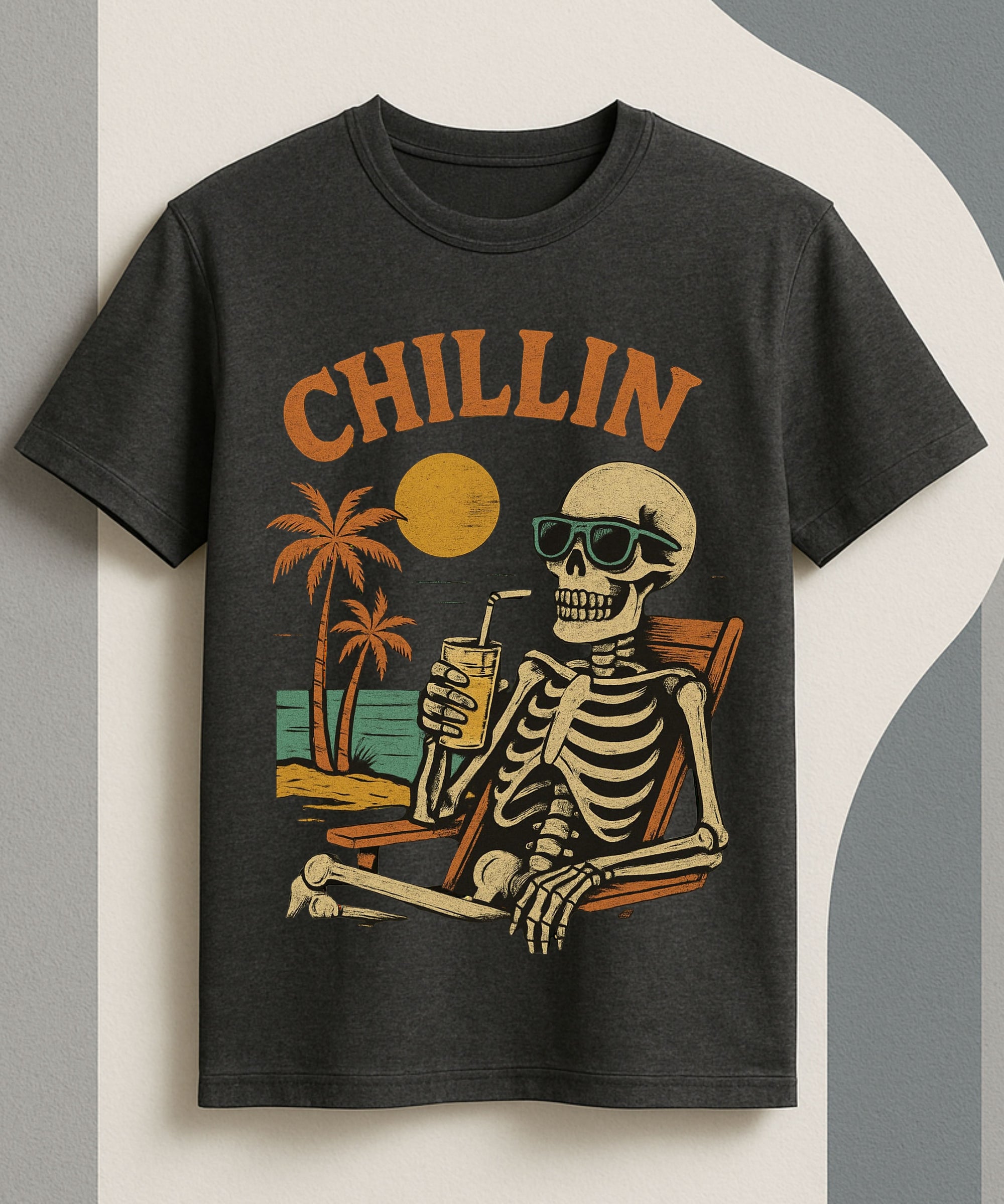 🔥 “CHILLIN” Vintage Skeleton Beach Tee 🔥